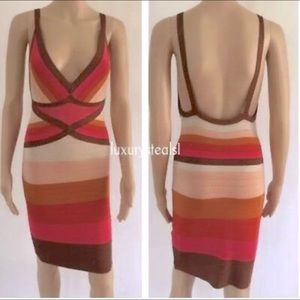M By Missoni Body-con V-neck Sunset Striped Dress